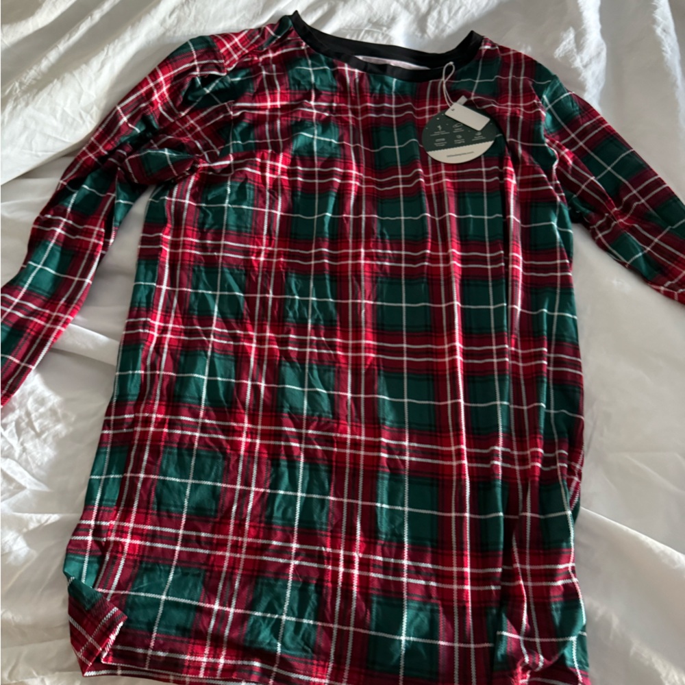 Plaid Long Sleeve Shirt - Red and Green